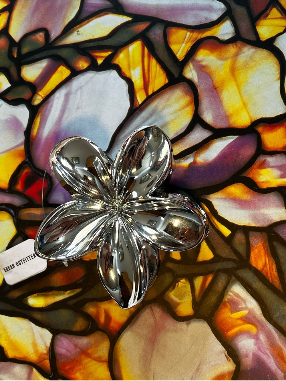Urban Outfitters Silver Polished Floral Hair Clip